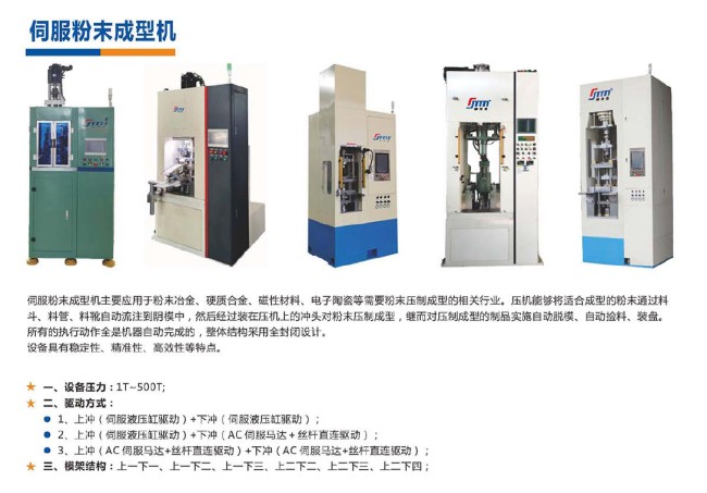 粉末成型機(jī)采用伺服馬達(dá)+絲桿+減速機(jī)直連驅(qū)動